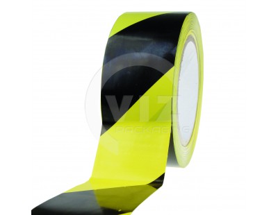 Vloermarkeringstape PVC, Zwart-Geel 150my Tape