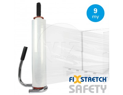 Stretchfolie  Fixstretch Safety 9µ / 45cm / 300mtr transparant handrollen Stretchfolie
