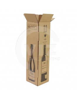 Flesdoos / wijndoos voor postverzending - 1 fles - 105x105x420mm met opdruk