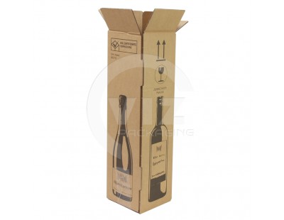 Flesdoos / wijndoos voor postverzending - 1 fles - 105x105x420mm met opdruk Wijnverzenddozen