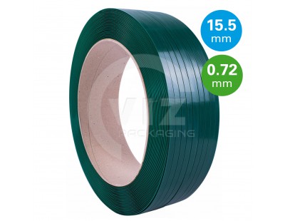 PET Band groen 15,5mm/0,72mm/1750m Gewafeld Omsnoeringen