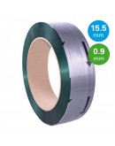 PET Band groen 15,5mm/0,90mm/1500m Gewafeld Omsnoeringen