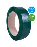 PET Band groen 15,5mm/0,90mm/1500m Gewafeld Omsnoeringen