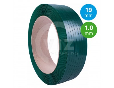 PET Band groen 19mm/1,00mm/1000m Gewafeld Omsnoeringen