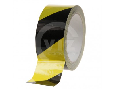 Vloermarkeringstape PVC, Zwart-Geel 100my Tape