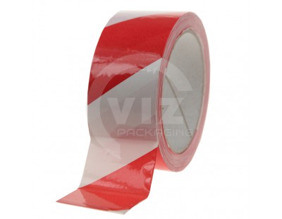 Floor marking tape 100my PVC red/white 50mm/33m Tape