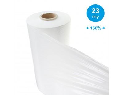 Maschinenstretchfolie 150% Standard Weiß 23µm / 50cm / 1.500m Stretchfolien