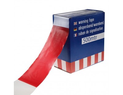 Absperrband Warnband rot-weiss 75mm/500m Etiketten - Aufkleber