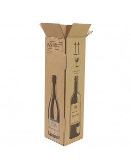 Flesdoos / wijndoos voor postverzending - 1 fles - 105x105x420mm met opdruk