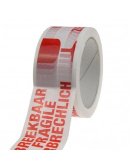 PP acryl tape "Breekbaar" 3 talen High Tack Low Noise 48mm/66m