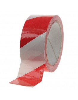 Floor marking tape 100my PVC red/white 50mm/33m