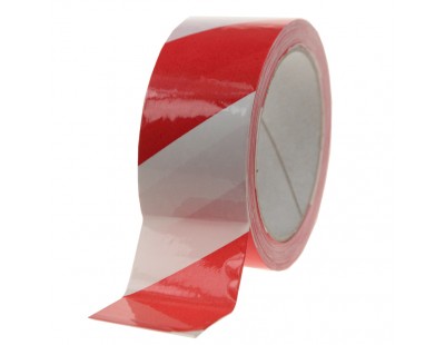 Floor marking tape 100my PVC red/white 50mm/33m Tape