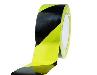 Floor marking tape PVC yellow/black 50mm/33m 150my Tape