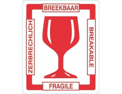 Etiketten serbrechlich-Glas in 4 Sprachen Rolle 500 Stk  Etiketten - Aufkleber